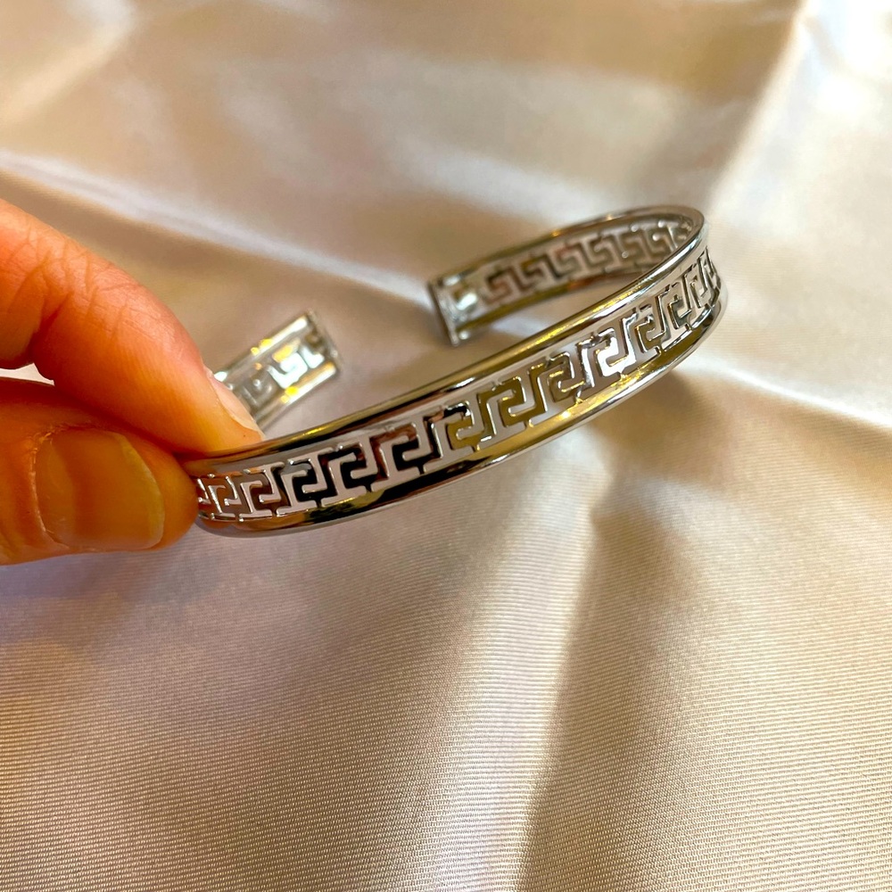Sterling silver Italian Art Deco style cuff bracelet